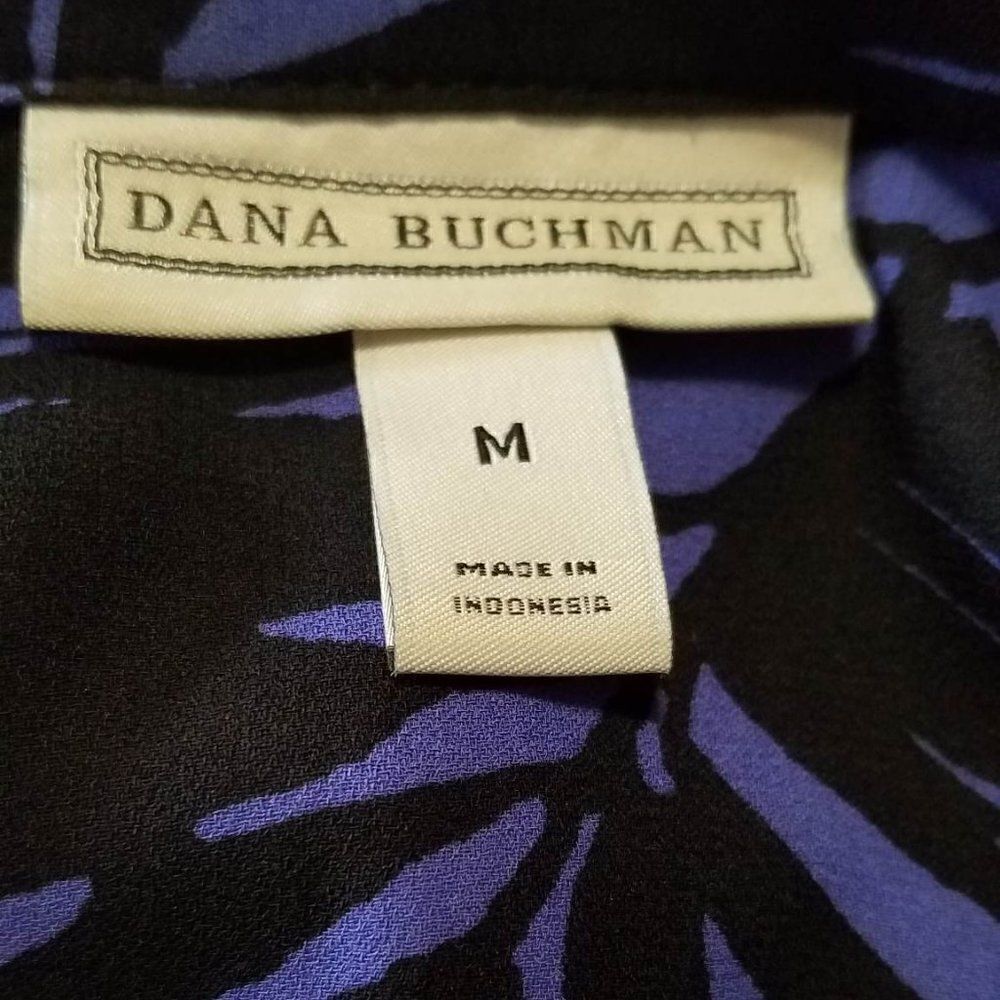 Dana Buchman Black Blue Floral Blouse size Medium - Picture 4 of 12
